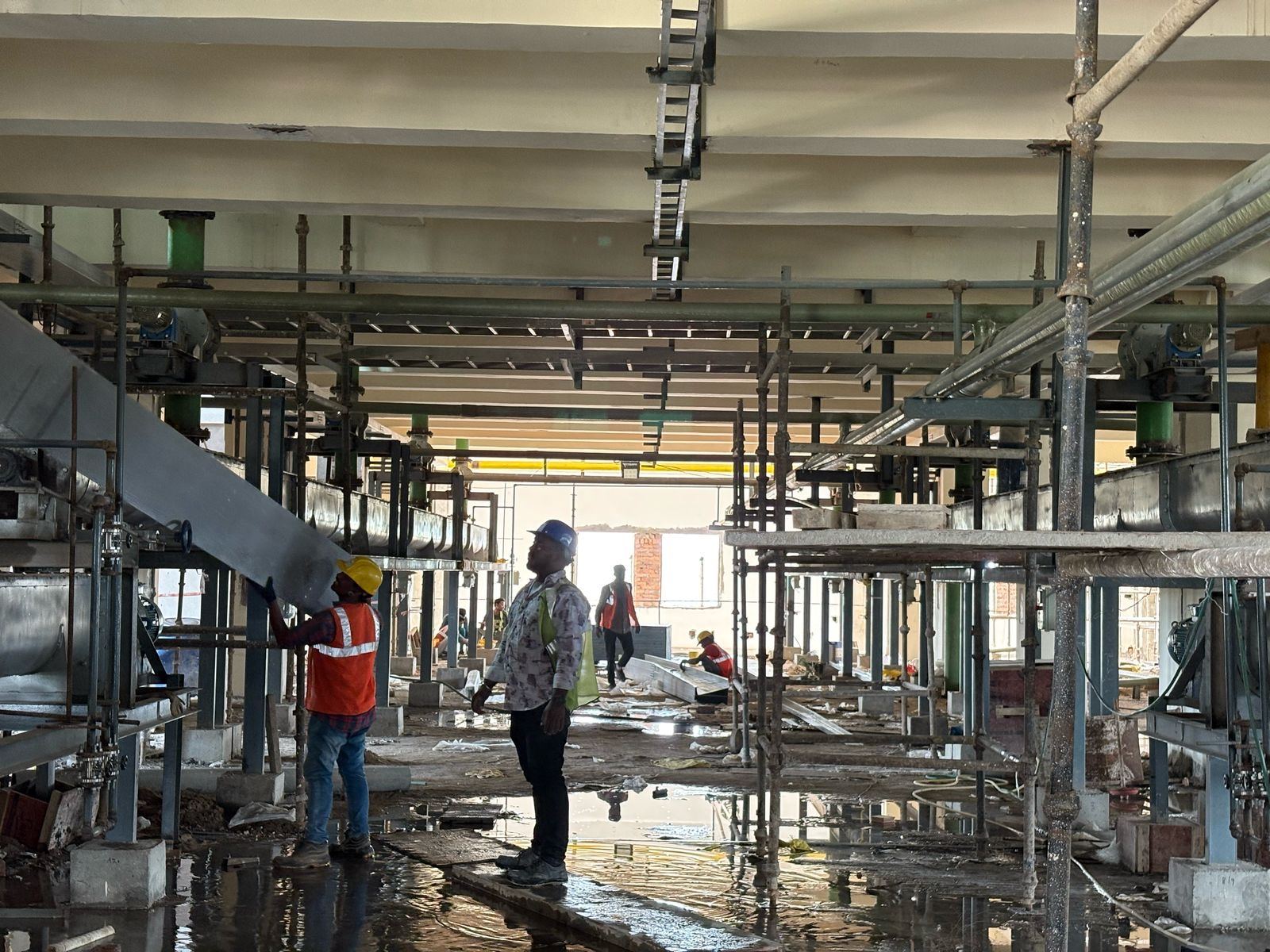 Electrical works at an industrial plant site