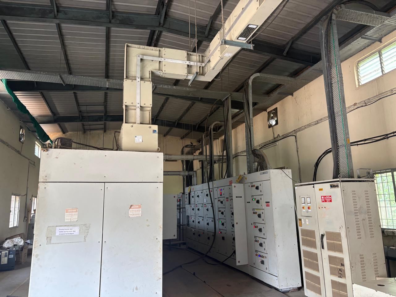 Switchgear panel corridor inside plant